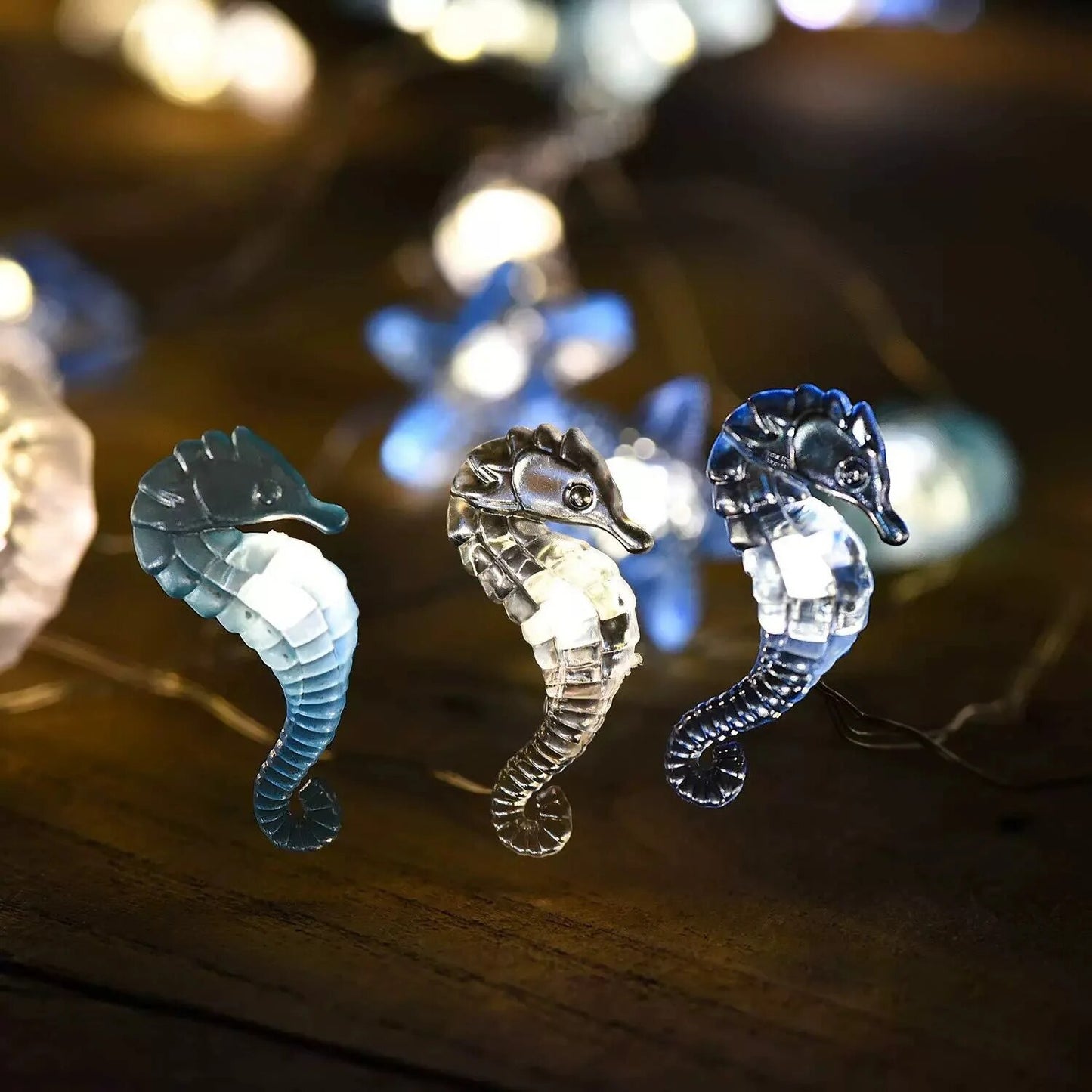 Ocean Theme Party Decoration Led String Lights Seahorse Shell Fairy String Lamp for Under the Sea Birthday Party Kids Toy