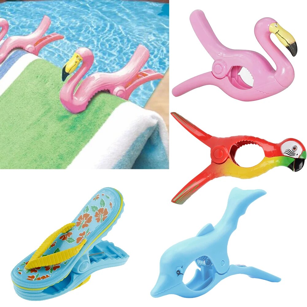 Plastic Beach Towels Clips For Sunbeds Sun Lounger Animal Decorative Clothes Pegs Pins Large Size Drying Racks Retaining Clip